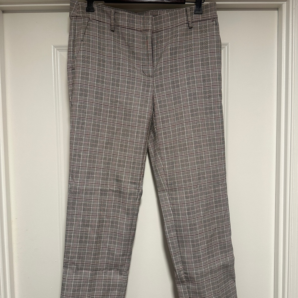 LOFT Gray Plaid Straight Leg Pants